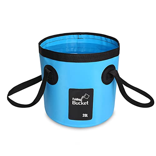 Seau pliable multifonction 20 l - Bol pliable - Pour l'extérieur - Pour le camping - Bleu
