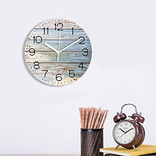 Artsocket Wooden Wall Clock Silent Non-Ticking,Farmhouse Wooden Wall Black Board Brown Vintage Round Coastal Wall Clocks Decor For Home Kitchen Living Room Office, Battery Operated(12 Inch) #TOP6