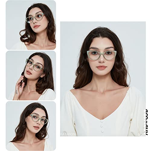 Image of ANDWOOD Blue Light Blocking Glasses Women Bluelight Blocker Computer Cateye Clear Cat Eye Eyeglasses Frame AR003