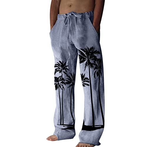 Herren Freizeithose Casual Sommerhose Strandhose,Graue Sweatpants,Leinenhose Orange,Jogginghose aus Seide,Pailletten Jogginghose,Jogginghose Grau, azul, L