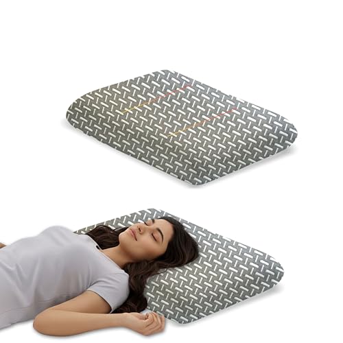 Image of Cervical Support Pillow, Grey Memory Foam Ergonomic Contour for Neck Relief, Breathable Jacquard Cover, Orthopedic Bedding for Better Sleep, Side and Stomach Sleepers,50x30x6 cm