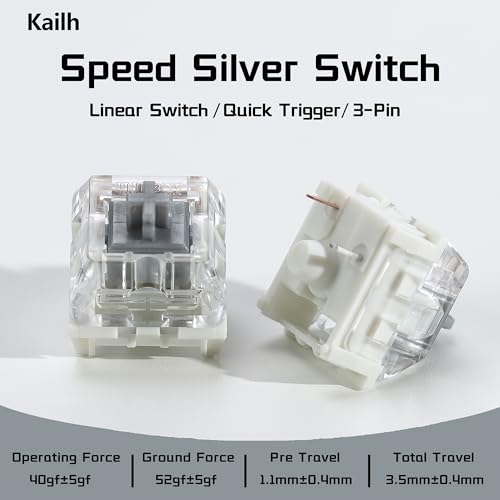 Commutateurs Kailh Speed argenté 3 broches linéaires 40gf pour clavier de jeu - 5