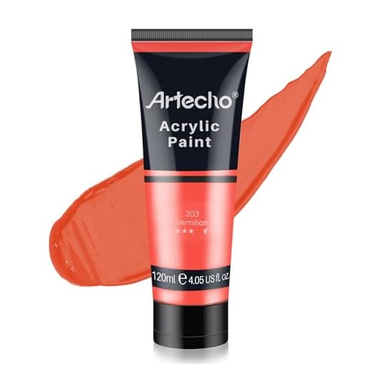 Artecho Pinturas Acrilicas 120ml Bermellón, Impermeable y resistente a la luz, para Lienzos, Tela, Madera, Cristal, Piedras.