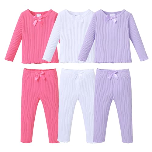 SOFIPURE Toddler Girls Long Sleeve Top & Pants Set with Bow, 3-4T - image 1