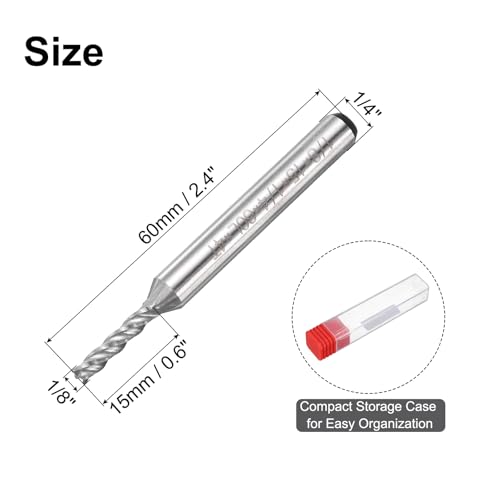 Image of uxcell 4pcs HSS-AL 1 /8 inch Cutting Dia 1 /4 inch Shank 4 Flutes End Mill Milling Cutter Router Bits Upcut Spiral Milling Cutter Tool for Wood PVC MDF Engraving
