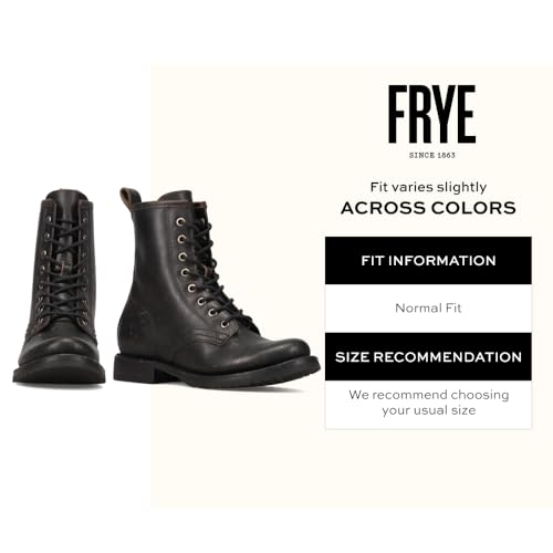 Image of Frye Veronica Women's Combat Boots Crafted from Hand-Burnished Vintage Italian Leather with Genuine Stitch-Down Welt Construction and Leather Lining - 6 inch Shaft Height
