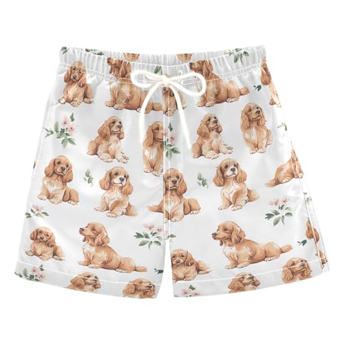 Trajes de baño de dibujos animados lindos perros Cocker Spaniel blancos para niños, secado rápido, pantalones cortos para niños, trajes de baño para niños, regalos de hijo, 2T, Dibujos animados Kawaii