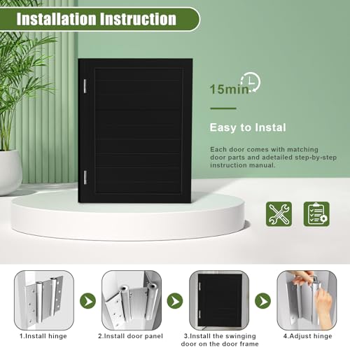 Saloon Swinging Doors 24/28/30/32/36 Inch Wide, Black Heavy Duty Swinging Half Door with Hinges and Hardware, Single Swing Cafe Doors for Doorway Bar Kitchen Decor by LVYIHAN - Image 5