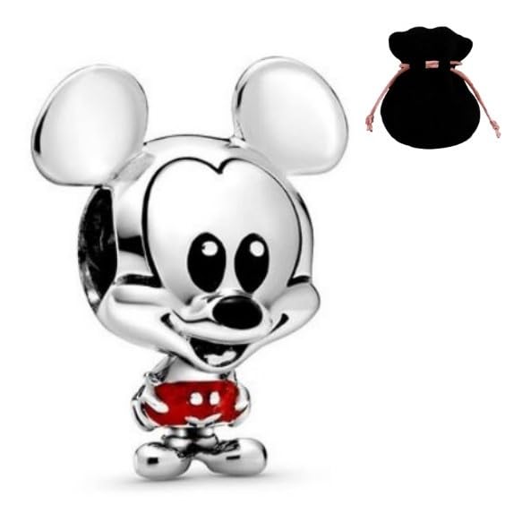 Charms de plata esterlina 925 auténtica compatibles con Pandora Minnie y Mickey acabados a mano