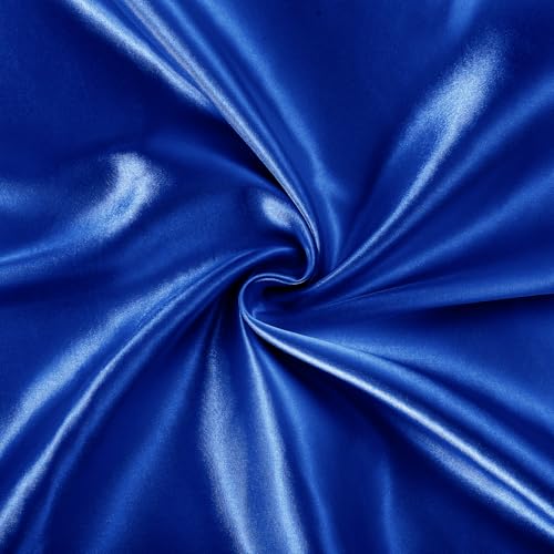 Image of SiinvdaBZX 3-Piece Set Satin Full Fitted Sheet & 2 Pillowcase, Royal Blue Silky Soft Fitted Bottom Sheet, Wrinkle Free, Fade Resistant, Deep Pocket Bed Sheet (Deep Up to 15 inch)