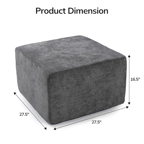 Image of MONVANE Ottoman for Modular Sectional Cloud Couch, Chenille Deep Seat Boneless Couch for Living Room, Bedroom and Apartment, No Assembly Required, DIY Combination, Grey