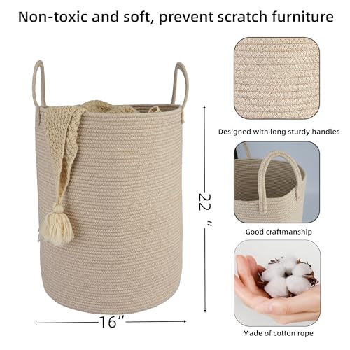 Image of XUANGUO Cotton Rope Laundry Basket Hamper for Clothes Large Oatmeal