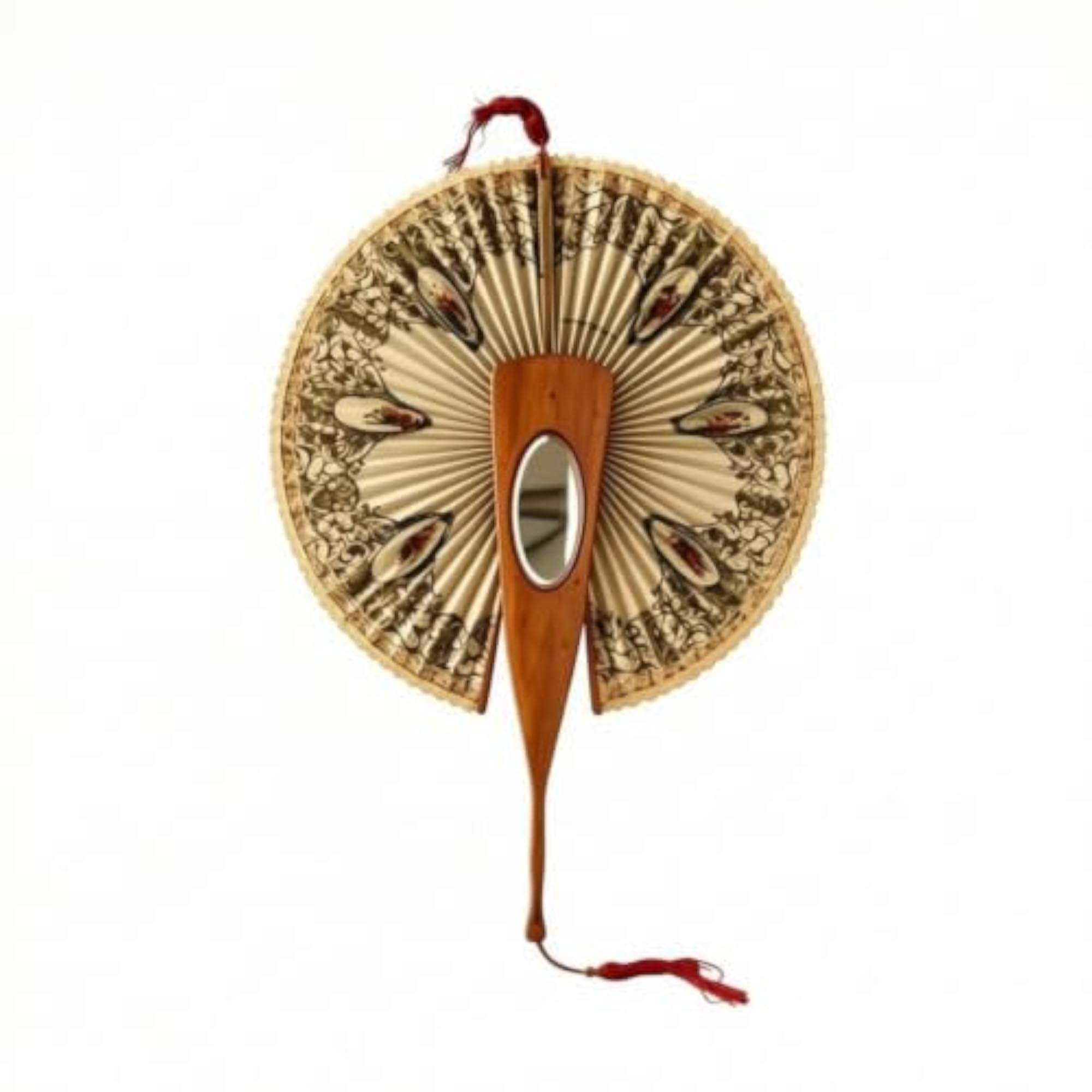 Antique-Style Pleated Handheld Fan for Collectors and Decor