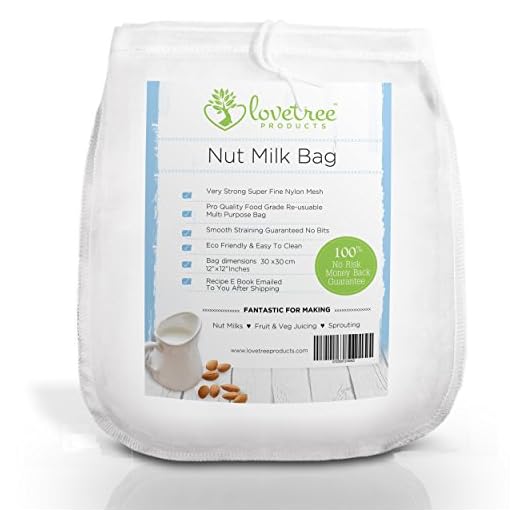 Borsa per Latte di Noci Varie in Nylon Colino di Qualità Premium per Latte di Mandorle Incluso Ebook Ricette Perfetto per Latte Vegetale a Base di Noci Varie & Verdura Perfetti Ogni Volta 30x30cm