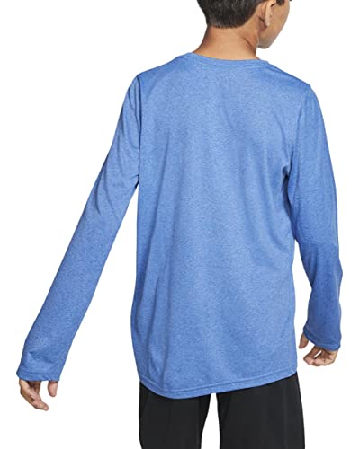 Nike Kids Boy's Dry Legend Long Sleeve Training T-Shirt (Big Kids) (As1, Alpha, L, Regular, Light Game Royal Heather/White, Large) #TOP2