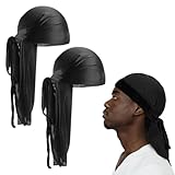 【Informations produit】 : Vous recevrez deux longs bonnets de nuit en satin noir pour coiffer vos cheveux sans laisser de traces sur votre front. Ils sont faciles à nettoyer et ne tombent pas facilement.