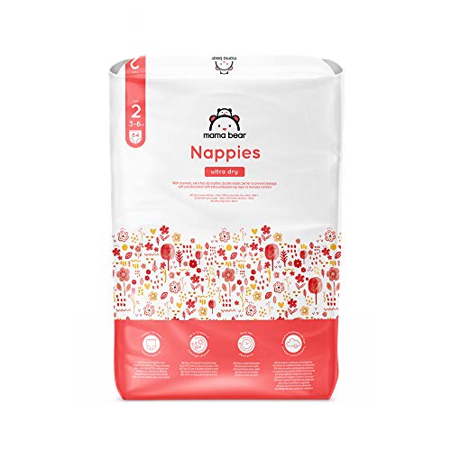 Marca Amazon - Mama Bear Pañales ultra-secos - Talla 2 (3-6 kg) - Con canales - 84 pañales (1 bolsa x 84) - Nueva versión