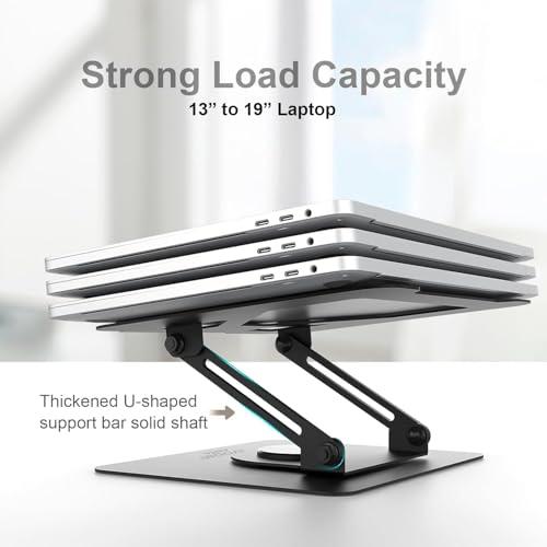 Image of iVOOMi ANTA Laptop Stand for Desk with Cooling Vent, Adjustable 360 Rotating Metal Laptop Stand, Foldable Laptop Riser for 10-19 Inch Laptops
