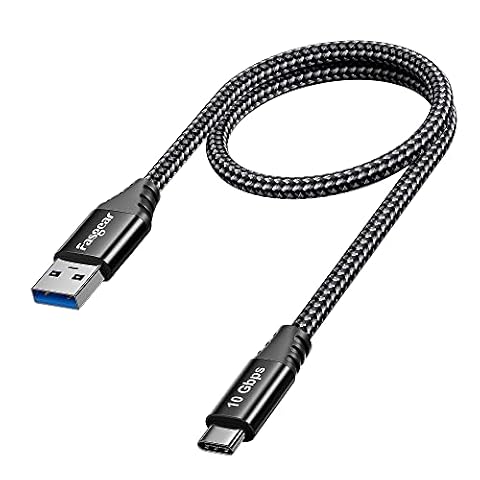 Fasgear Kabel USB typu C 50 cm,krótki kabel USB A do C 3.2 Gen 2, pleciony,10 Gbps,Android Auto typu C,do transmisji danych,szybkie ładowanie 3 A,do iPada Pro, SSD, kontrolerów X-Box