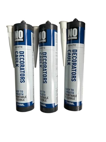 3X N0 NONSENSE Flexible Decorator's Caulk – High-Performance Acrylic Latex Sealant – Superior Adhesion & Flexibility – Ideal for Interior & Exterior Use – 310ml, White