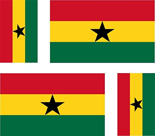 Akachafactory 4 x Autocollant Sticker Voiture Moto Valise pc Portable Drapeau Ghana ghaneen