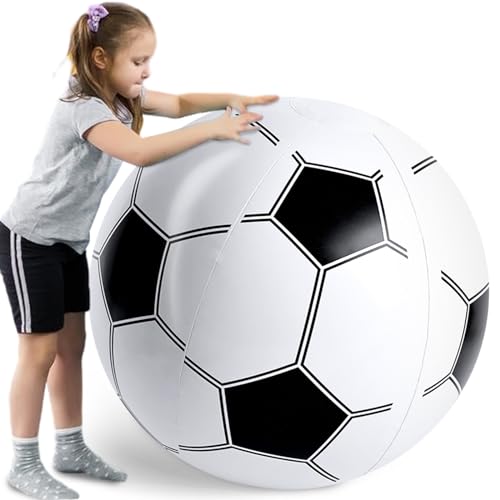 Shindel 27-Inch Giant Inflatable Soccer Ball - Soccer Themed Party Decor & Beach Pool Games, Heavy-Duty Without BPA Vinyl Ball for Outdoor Sports, Backyard, Lake & Birthday Activities