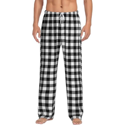 Pantalon de pyjama long homme en tissu léger et coupe droite à carreaux