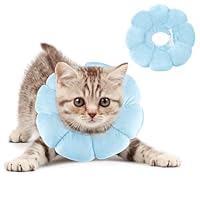 Moosono Halskrause Katze, Weich Halskrausen, Einstellbarer Katzenkragen für Nach Operationen, Sonnenblume Katzen Halskrause für Kleine Hunde und Katzen (Blau)