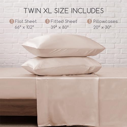 MR&HM Satin Sheets Twin XL Size with Elastic Corner Straps, Champagne by MR&HM - Used condition - Image 8