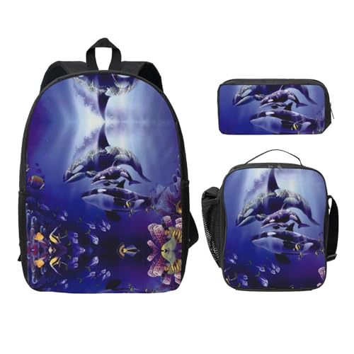 Sac à dos léger EdWal Noir avec trousse à déjeuner et sac à livres pour l'école