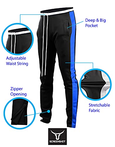 Image of SCREENSHOT Screenshotbrand Mens Hip Hop Slim Fit Track Pants - Athletic Jogger Bottom with Side Taping