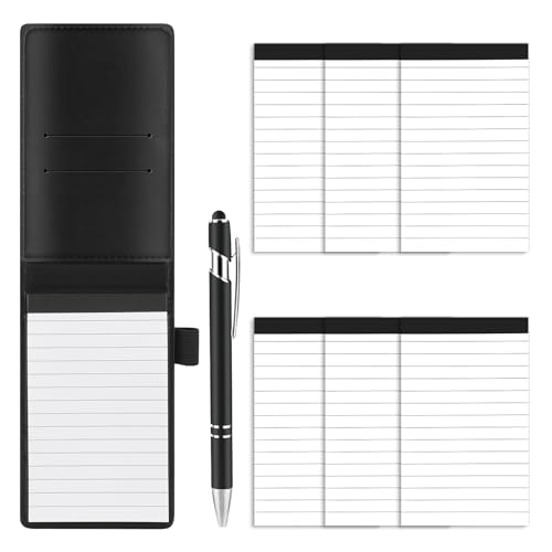 GHLAECM Set de Libreta Pequeña de Bolsillo A7 – 8 Piezas, Bloc de Notas 14 x 8,8 cm, Mini Libreta con 6 Recambios y Bolígrafo Metálico, Cuaderno A7 de Piel de PU para Oficina, Viajes y Uso Diario