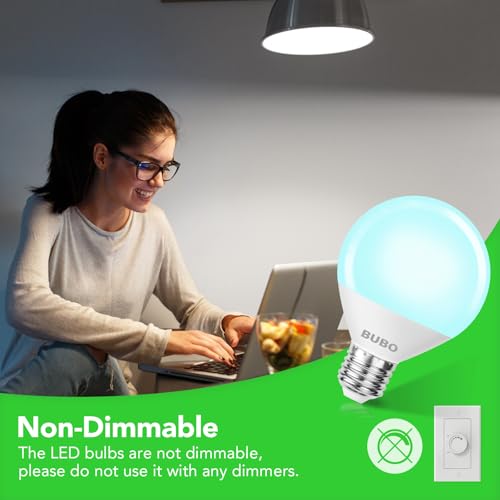 Image of BUBO Vanity Light Bulbs 60 Watt Equivalent, Bathroom Light Bulb Daylight White 5000K, Round Globe Bulbs, G25 LED Bulbs 800 Lumens, E26 Medium Base, 7W, Non-Dimmable, 12 Pack