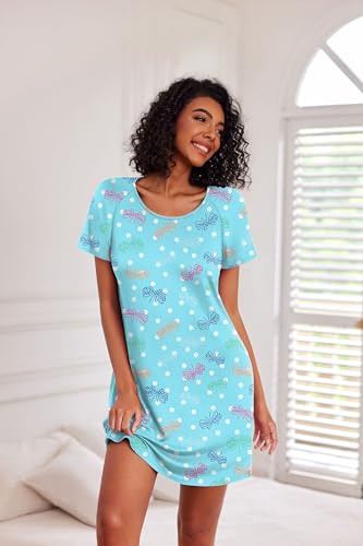 Image of Ekouaer 3 Pack Nightgowns for Women Short Sleeve Sleepshirt Button Down Nightshirt Soft Pajamas Dress Casual Sleepwear