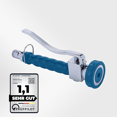 BE-GASTRO I Grifo Industrial Hostelería - Alcachofa de ducha de mano (azul), incluye barra de sujeción, 1/2' Standard AG | Alcachofa de repuesto de acero inoxidable para alcachofa de cocina