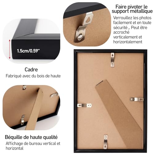 Lot de 2 Cadres Photo A4 Noirs - 21 x 29,7 cm - Plexiglas Incassable - Cadre a4 Moderne - Matériau PVC - Cadre Adapté pour Photos, Affiches, Dessins d'enfants, œuvres d'art, Expositions – Image 5