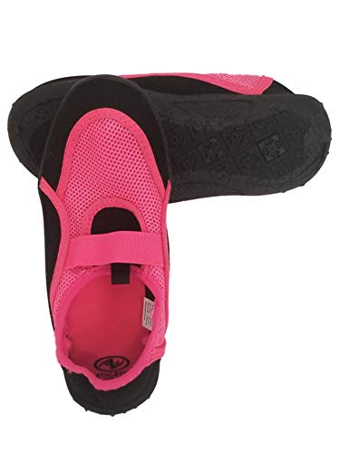 Athletic Works Girls Pink & Black Aqua Socks Water & Beach Shoes 2-3