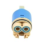 QWORK® 35mm Tap Cartridge, Ceramic Faucet Cartridge, Ceramic Disc Cartridg Valve, Mix Tap Inner Cartridge Replacement for Kitchen Faucet, with Cartridge Base