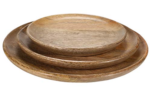 Handcrafted Wooden Serving Bowls for Fruits, Salads, Snack Bowls, wooden bowls for rice, soup, dip, cereals, desserts, decoration - 10, 7.5 and 5.5 Inches, Set of 3 Heavy Duty Bowls - Burnt