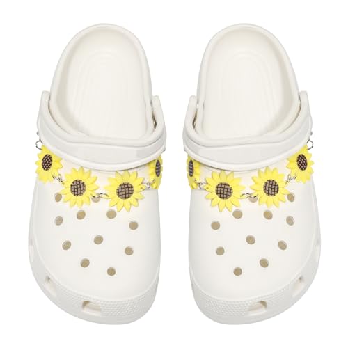Image of Yookuli 2Pcs Sunflower PVC Shoe Chains for Women, Shoe Charms for Clog Sandals, DIY Rubber Shoe Decoration Charms for Girls, Party Favor