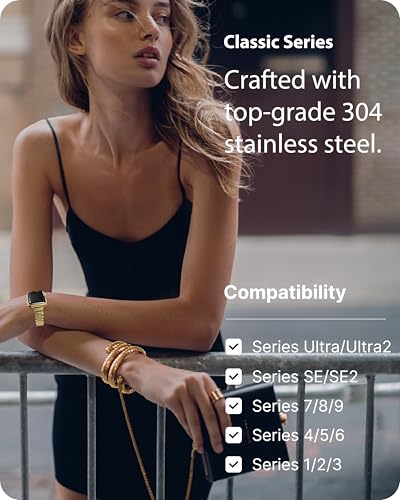 Fullmosa Slim Metal Straps Compatible with Apple Watch Straps 42mm(Series 11/10) 41mm 40mm 38mm for Women Stainless Steel Thin iWatch Bands for SE 3 2 1/Series 11 10 9 8 7 6 5 4 3 2 1 - Image 3