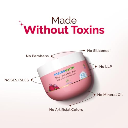 Image of Mamaearth Beetroot Hydraful Light Gel Moisturizer with Beetroot & HA for Hydrated Pink Glow 200g| Long-lasting, Nonsticky Hydration| Oil-free, Lightweight, Quick-absorbing| Free from Harmful Chemicals