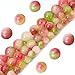 Siomia 35pcs 10mm Natural Watermelon Tourmaline Gemstone Beads Energy Healing Crystal Round Loose Stone Beads for Jewelry Making, DIY Bracelets Necklaces