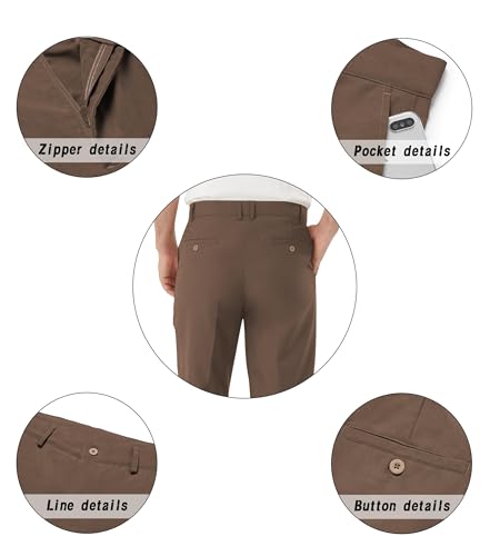 Image of Men's Tall Classic Fit Flex Flat Front Dress Pants Formal Pants for Business & Office
