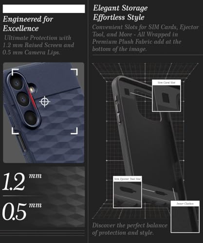 Image of WOW IMAGINE Back Cover for Samsung Galaxy M17 5G | A17 5G | F17 5G with Hexa Cube Design | Ultra Slim Soft Rubberised Case | Inner Velvet Fabric | Flexible Mobile Case | Camera Protection - Blue