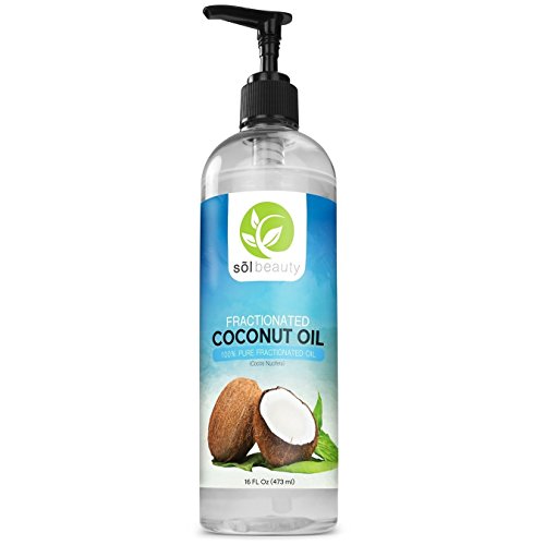 Sol Beauty Fractionated Coconut Oil For Aromatherapy Relaxing Massage Premium Therapeutic Grade - 16oz Cold Pressed Liquid - Moisturizer, Softener, Hair & Skin Care Benifits