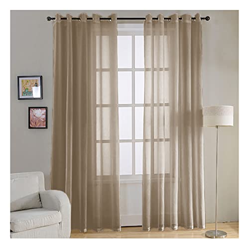 Acomoda Textil – Cortina Translucida para Ventanas. Cortinas Grandes con Ojales Ideales para Dormitorio, Comedor, Cocina y Oficina 140x265 cm. (Visón, 2 Unidades)