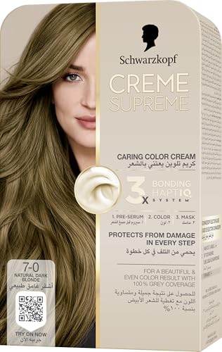 Schwarzkopf Creme Supreme Full Kit Permanent Hair Coloration 7-0 Natural Dark Blonde
