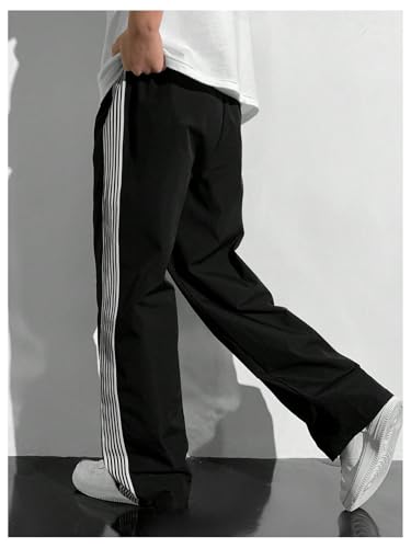 Boy's Striped Baggy Track Pants Elastic Waist Wide Leg Long Pants Streetwear3