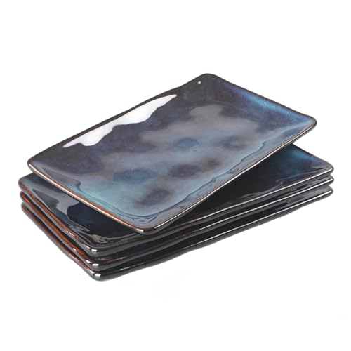 LIUYWYHCF Ceramic Rectangular Plates, Large Cookie Trays, Set of 4, Shatterproof, Dishwasher-Safe, Perfect for Sushi, Baguettes, Snacks, Appetizers, Rolls, or Table Centerpieces.